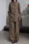 INTO THE EAST 25 Autumn/Winter Moss Green Dark Pattern Print Linen Shirt/Straight Pants ITE-E1DGAW004GR21SH-LV Top